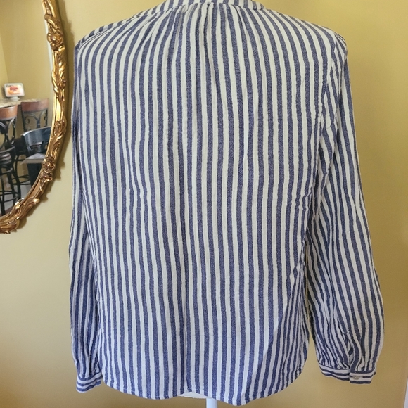 Universal Thread Target cotton boho blue white striped button top blouse shirt - Picture 3 of 6